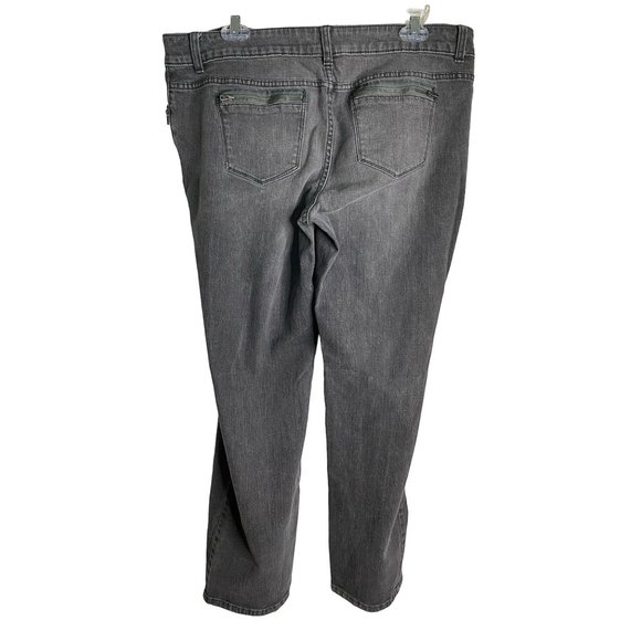 Simply Vera Wang Womens Grey Cotton Jeans with Zipper Pockets Size 16P Steampunk - Picture 2 of 10